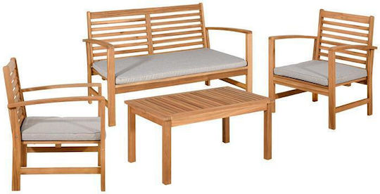 Living Room Set 4 Pieces Walnut With Pillows