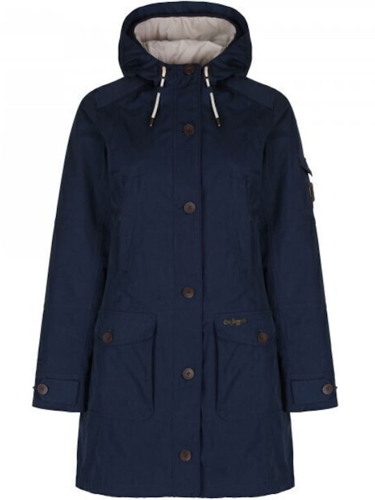 Women's Long Lifestyle Jacket Waterproof and Windproof for Spring or Autumn Blue
