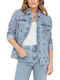 Μακρύ Γυναικείο Τζιν Μπουφάν Light Blue Denim