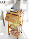 Bakaji Wooden Kitchen Trolley 2 Tiers Brown 40x36x80cm