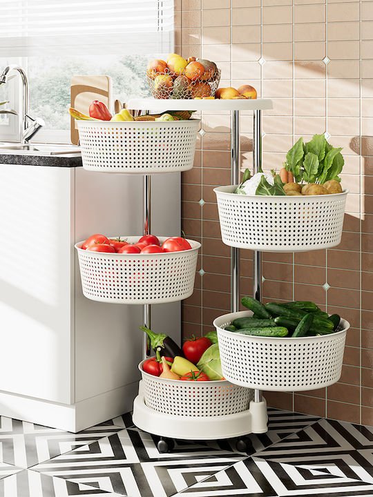 Bakaji Metallic Kitchen Rack 5 Tiers White 37x37x84cm