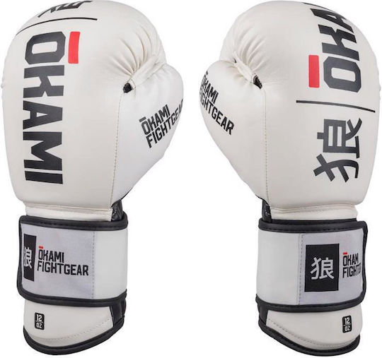 Okami Mănuși de Box din Piele Sintetică pentru Competiție Albe