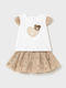 Set pentru copii cu fustă Vară 2buc Beige