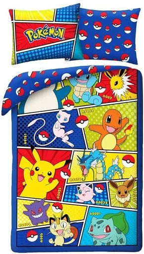 Pokemon Комплект Детски Плик за Завивка Единичен с Калъфка Памучен Многоцветен 140x200бр