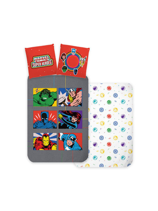 Avengers Set Kids Duvet Cover Single with Pillowcase Cotton Multicolored 140x200cm