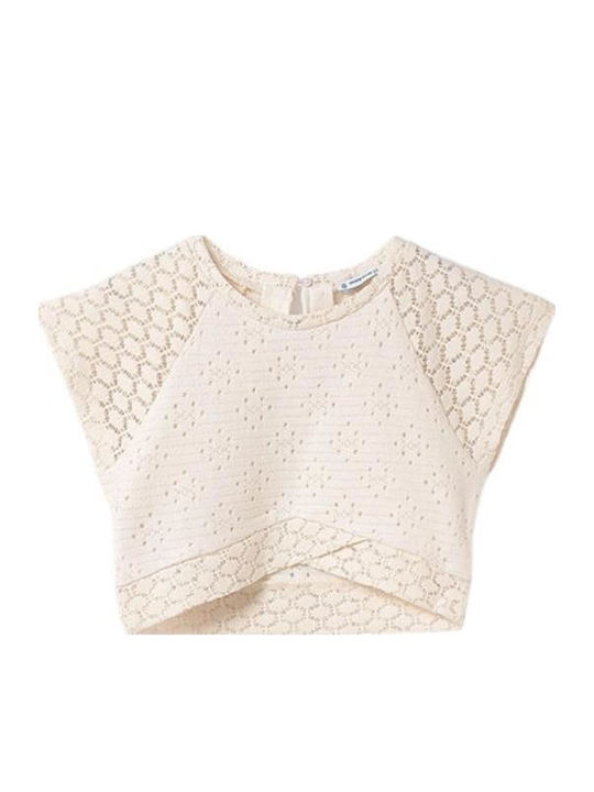 Kids' Crop Top Short Sleeve Beige