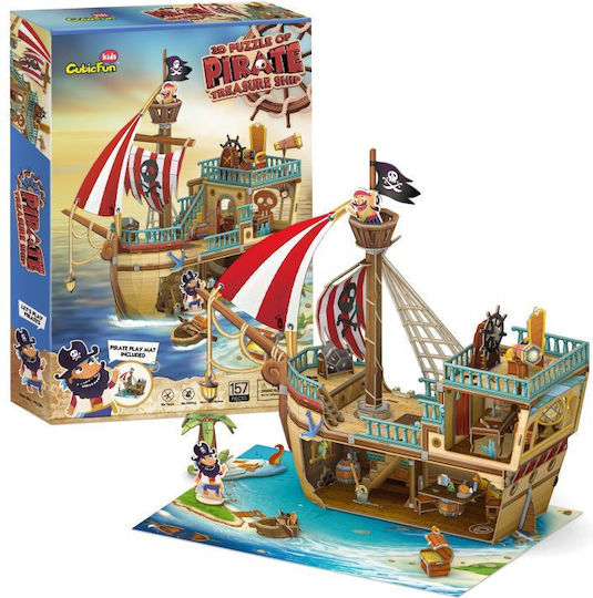 Puzzle 3D Pirate Ship With Treasure 157pcs