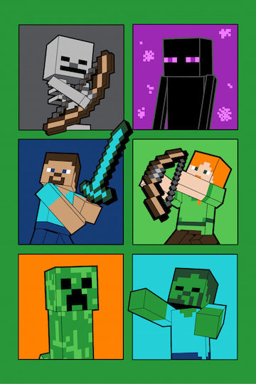 Minecraft Blanket Multicolored 100x150cm