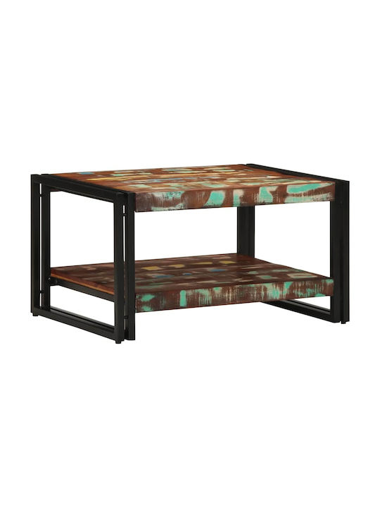 Rectangular Side Coffee Table Made of Solid Wood Multicolour W70xL50xH38cm