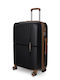 Newcom Medium Travel Suitcase Hard Black with 4 Wheels Height 67cm N1596/60