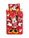 Disney Minnie Σετ Παιδική Παπλωματοθήκη Μονή με Μαξιλαροθήκη Βαμβακερή Κόκκινη 140x200εκ.
