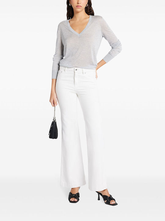 Women's Sweater with V Neckline Pearl Heather / Grey