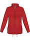 Women's Lifestyle Jacket Waterproof and Windproof for Spring or Autumn with Hood Red