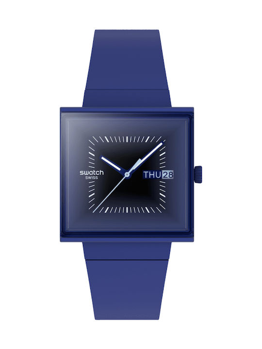 Swatch Unisex Ανδρικό Ρολόι Μπαταρίας με Μπλε Καουτσούκ Λουράκι