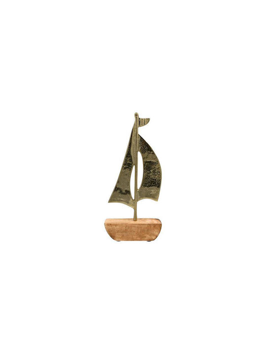 Aluminium Dekoratives Fylliana Boot 1826 Holzsockel Goldfarbe 13x4x30cm Fylliana 946-124-020