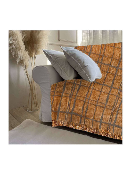 Artemis Armchair Throw Chenille 180x150cm Terra Cotta