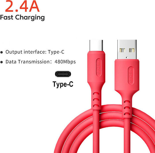 USB 2.0 Cable USB-C male - USB-A Κόκκινο 1m 100312