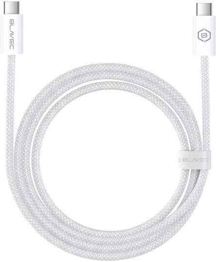 Blavec Braided USB 2.0 Cable USB-C male - USB-C 60W PD Λευκό 2m