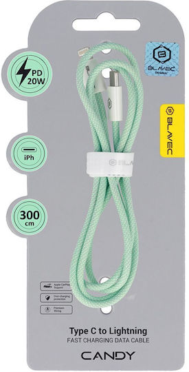 Blavec Braided USB-C to Lightning Cable 20W Πράσινο 3m