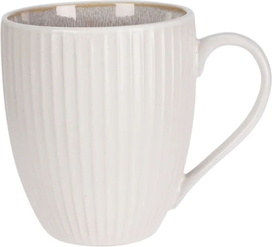 Stoneware Embossed White Mug 400ml