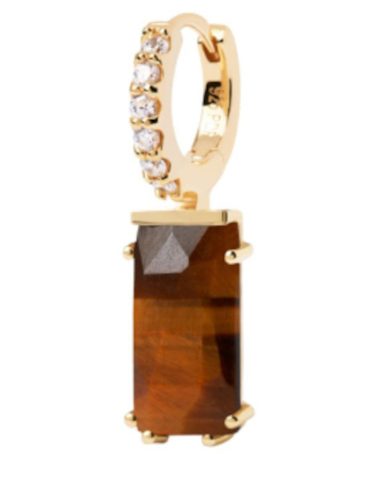 P D Paola Single Earring made of Silver Gold Plated with Stones