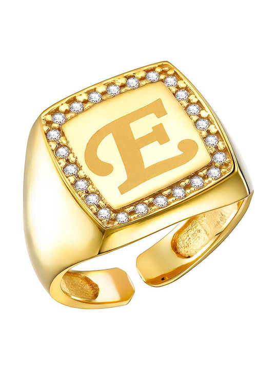 Dio Jewellery Lab Femeie Chevalier Inel cu Pietre din Argint Placat cu aur