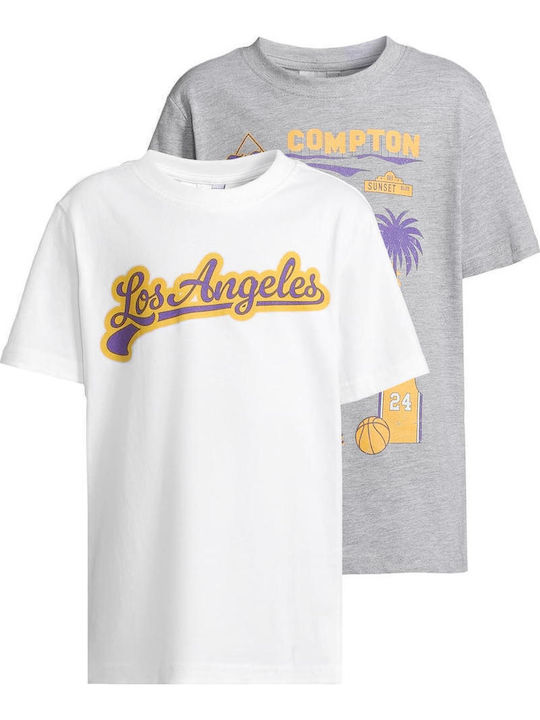 Set of Kids' T-shirts White Los Angeles Compton