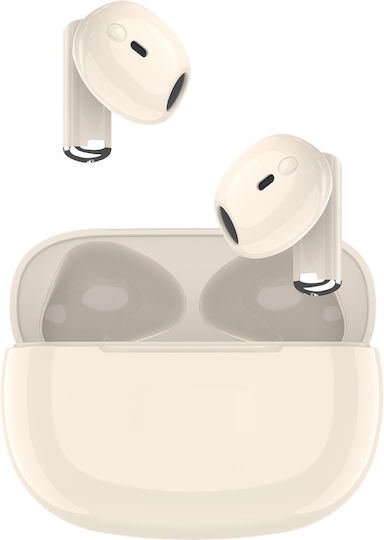Tuqin QW17 Earbud Bluetooth Handsfree Ακουστικά με Αντοχή στον Ιδρώτα και Θήκη Φόρτισης Μπεζ