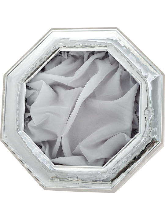 Silver Octagonal Wedding Crown Case White Wood 30x30cm St29-l
