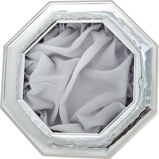 Silberne achteckige Hochzeitskronenbox Weißes Holz 30x30cm St29-l