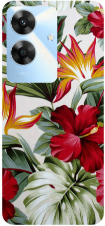 Realme Note 60 Blätter Blumen Transparentes Silikon TPU Hülle
