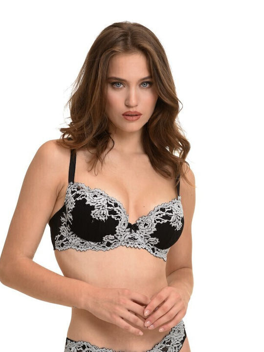 Balconette Balconette Bra with Light Padding Underwire Black