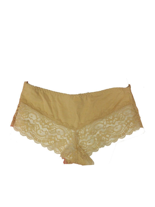 Damen Boxer mit Spitze Beige