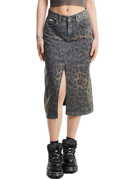Τζιν Midi Φούστα Λεοπάρ Dark Leopard