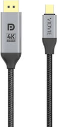 Vidvie Braided Video Cable USB-C Male - DisplayPort Black 2m Vidvie Braided Video Cable USB-C Male - DisplayPort Black 2m