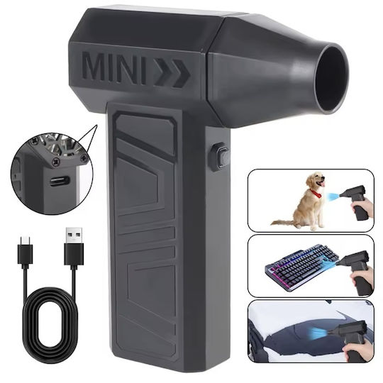Mini Rechargeable Handheld Blower Turbo 130000rpm Black