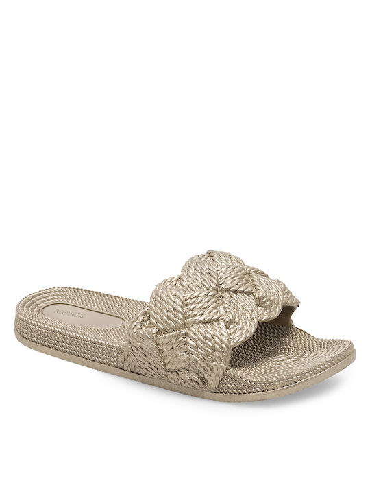Damen-Flip-Flops - Hausschuhe in Gold Farbe