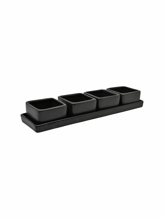 Ankor Ornorderieră Ceramică 4 Sloturi Neagră Ø32xÎ4.8cm L32xL8.2xÎ4.8cm