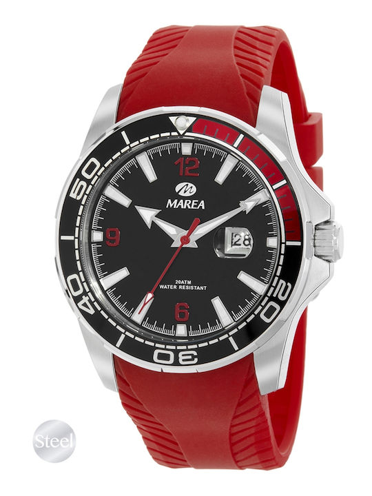 Marea Men's Watch Battery with Red Rubber Strap