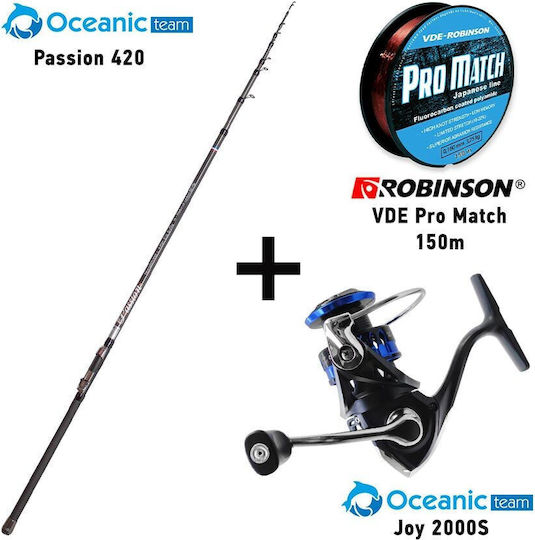 Oceanic Passion 420 + Oceanic Team Fishing Rod for Bolognese / Match Fishing with Reel 4.20m