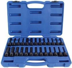 Satra Nüsse Pneumatisch Torx mit Vierkant-Antrieb 1/2", HEX Set 26Stück