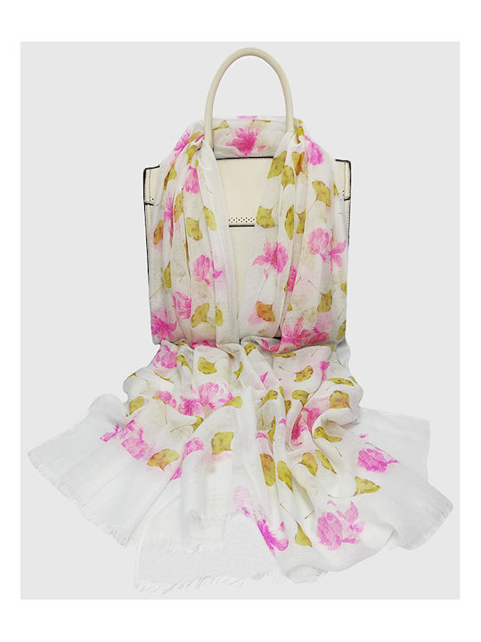 Brims and Trims Fular de damă White with Pink F...