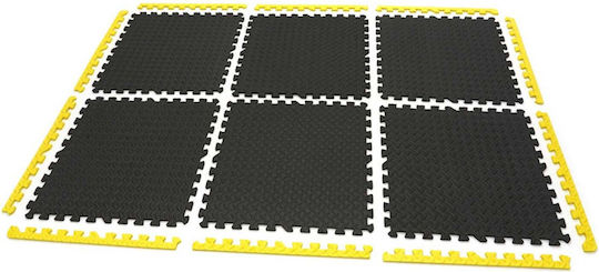 Eva Foam Floor Protection Tiles Puzzle Type 6 Pieces Non-slip Black and Yellow Floor 61x61cm Hbm Machines