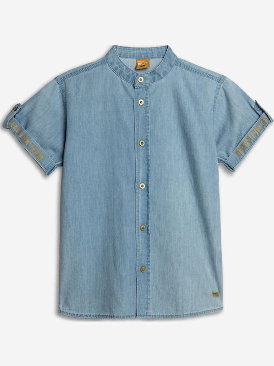 Kinder Hemd Kurzarm Denim Blau