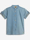 Kinder Hemd Kurzarm Denim Blau