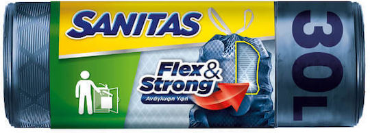 Sanitas Σακούλες Απορριμάτων Χωρητικότητας 30lt Flex 55x50cm 10τμχ Μπλε