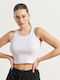 Women's Crop Cotton Sleeveless White Top