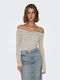 Fayola Γυναικεία Μπλούζα Off-Shoulder Μακρυμάνικη Μπεζ