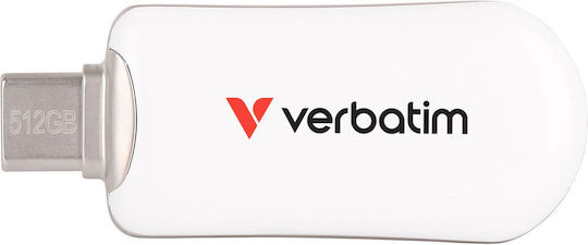 Verbatim 512GB USB 2.0 Stick με σύνδεση USB-C Λευκό
