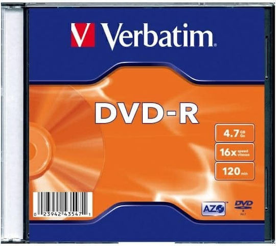 Verbatim Εγγράψιμο DVD-R 16x 4.7GB 1τμχ